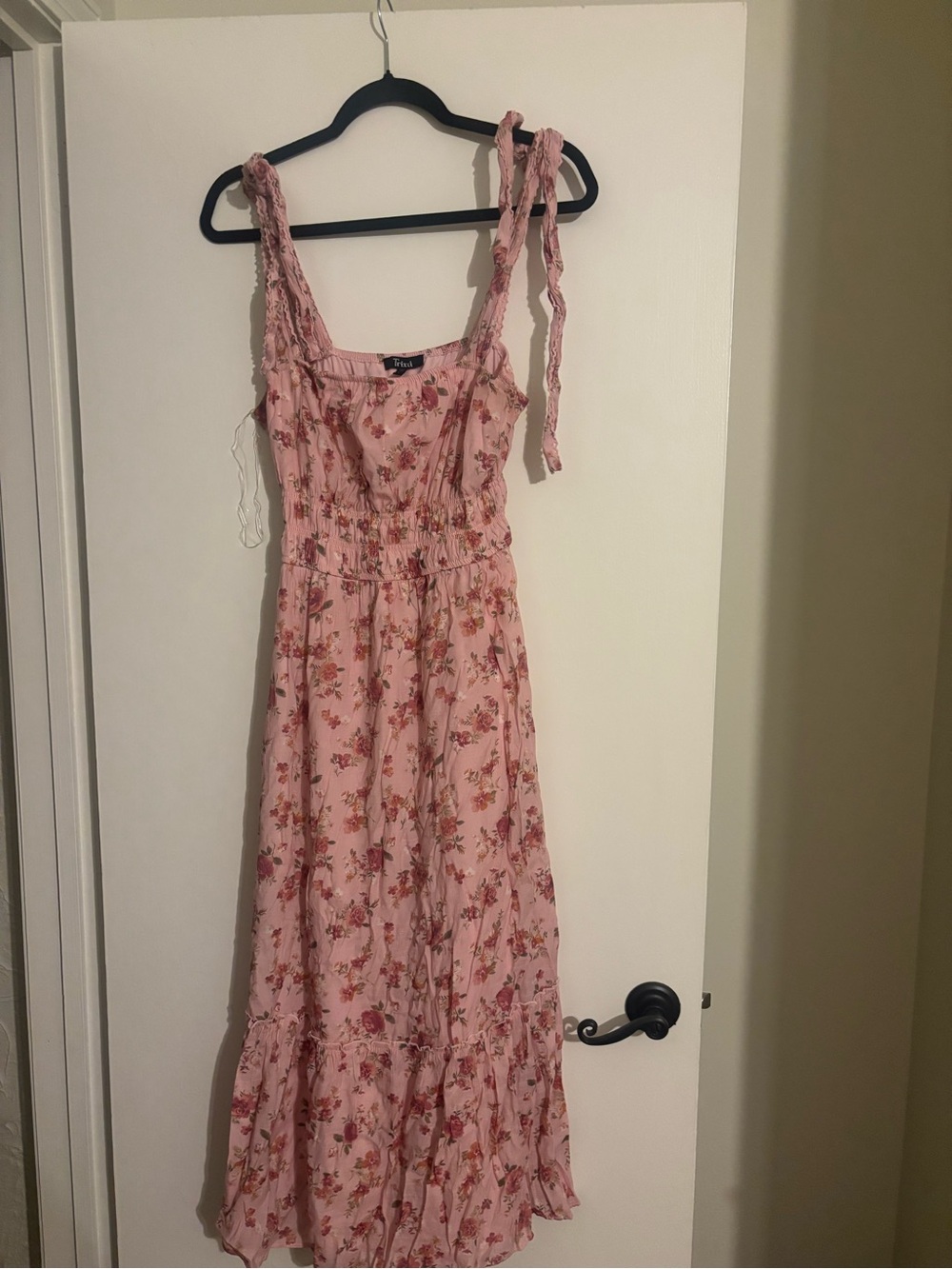 Trixxi Pink Floral Tie-Strap Maxi Dress